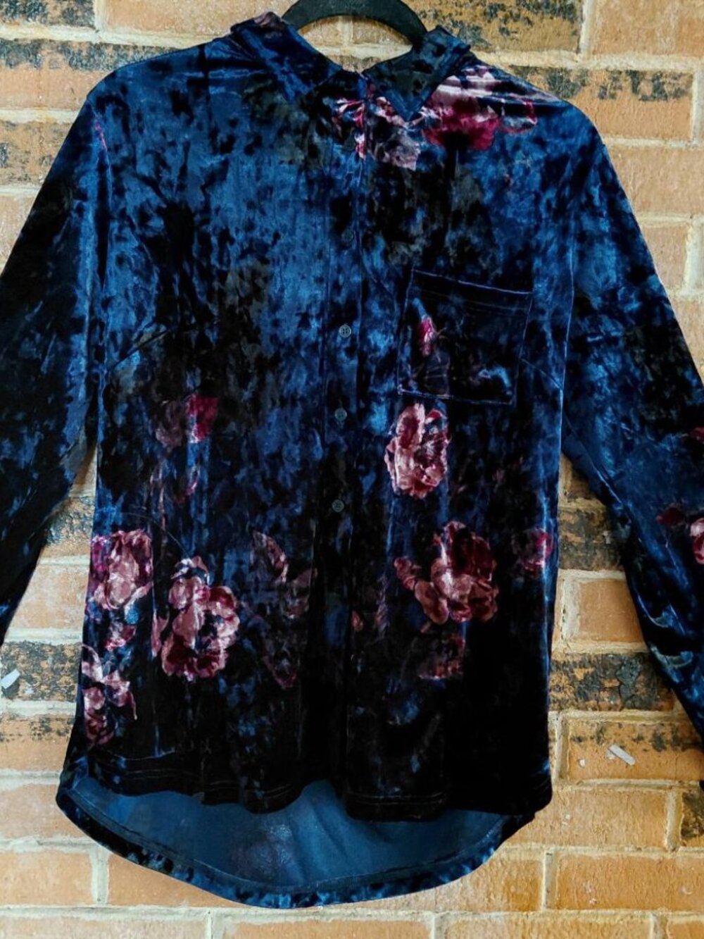 Belle by Kim Gravel Floral Print Velvet  Shirt